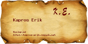 Kapros Erik névjegykártya